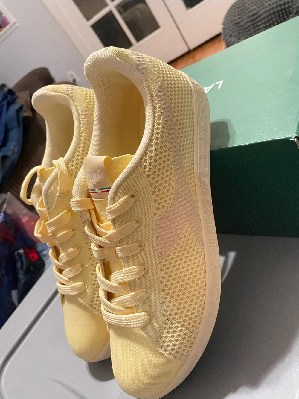Diadora Pale Yellow Knit Athletic Sneakers